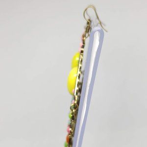 Diamond Shape Bright Bead Hook Earrings